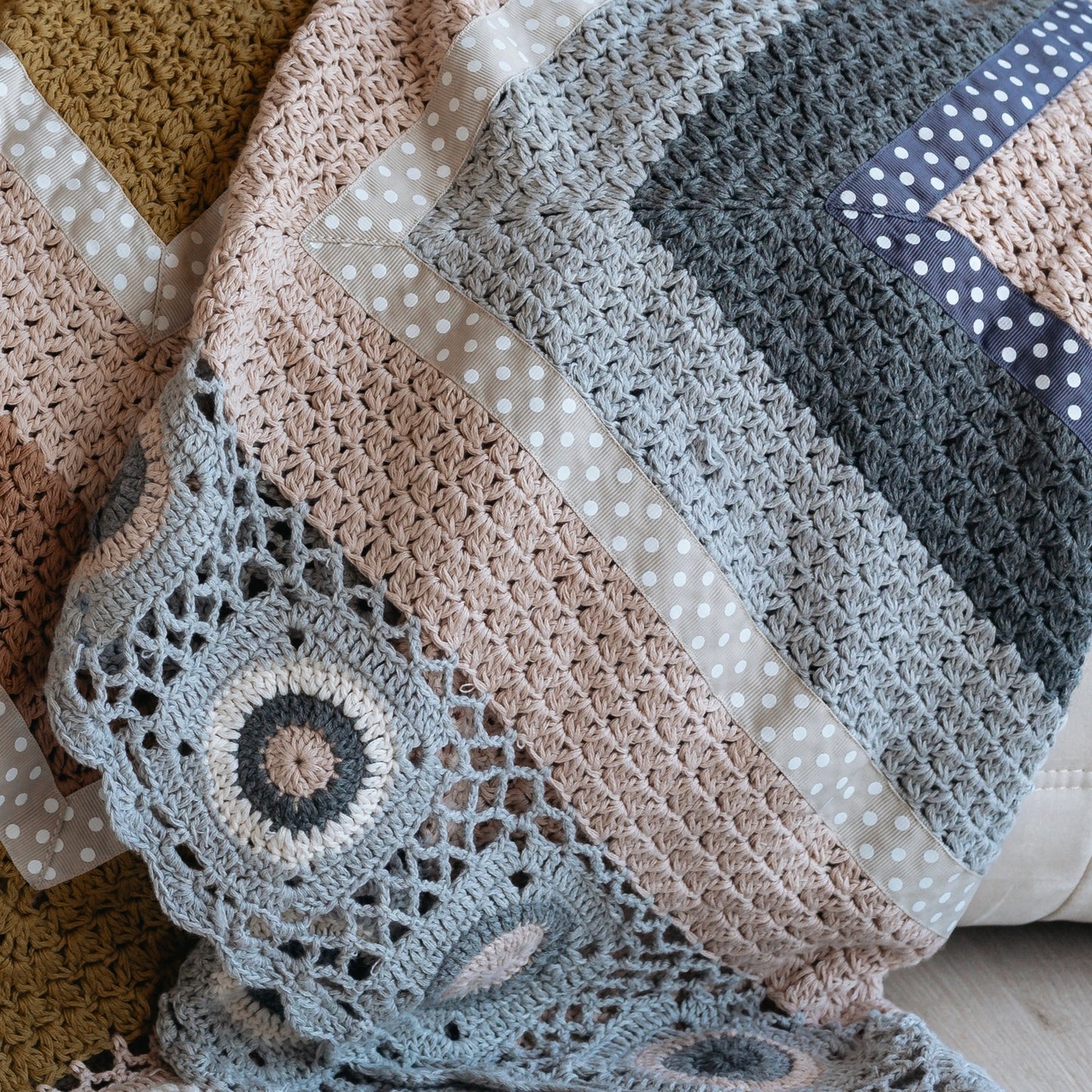 And The Little Dog Laughed - Grey and Cream Hand Crochet Blanket-the little haven