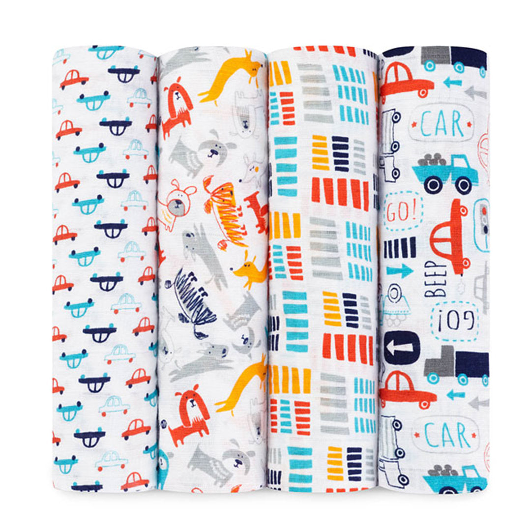 Zutano Pup in Tow - Classic Swaddle Pack of 4-the little haven