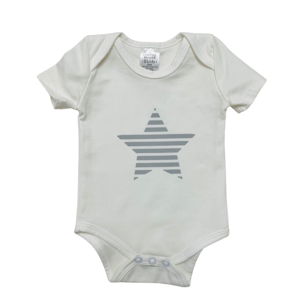 eskids-baby-short-sleeve-set-grey-star-000-bodysuit-bib-the little haven