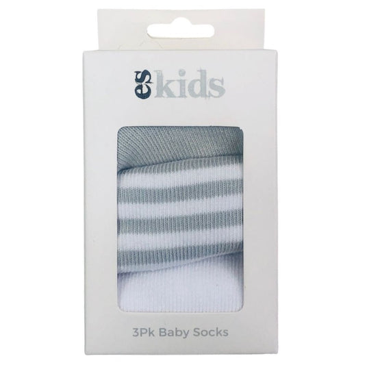 eskids-baby-socks-boxed-grey-stripe-3-pack-the little haven