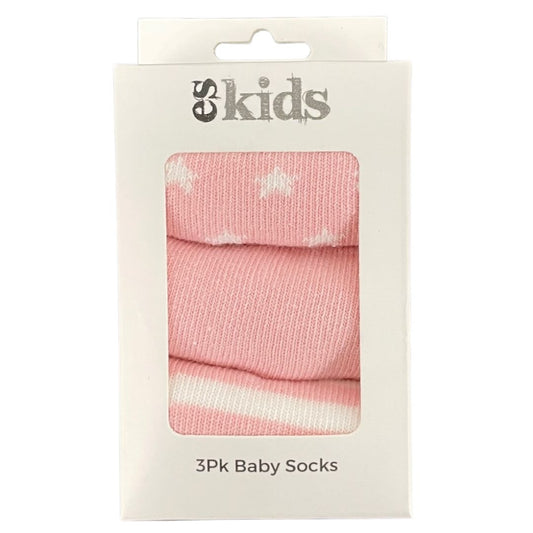 eskids-baby-socks-boxed-pink-star-3-pack-the little haven