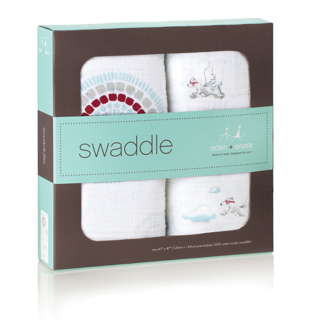 Liam the Brave: fly dog + medallion - Classic Swaddle Pack of 2-the little haven