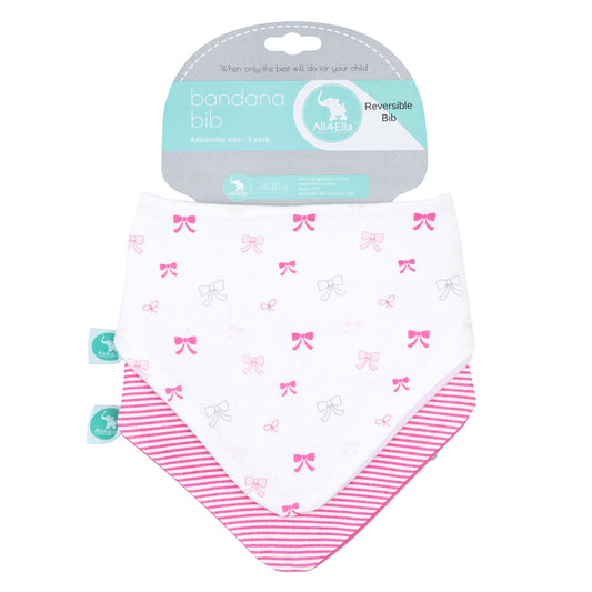 All4Ella - Bandana Bibs - Bow 2 pack-the little haven