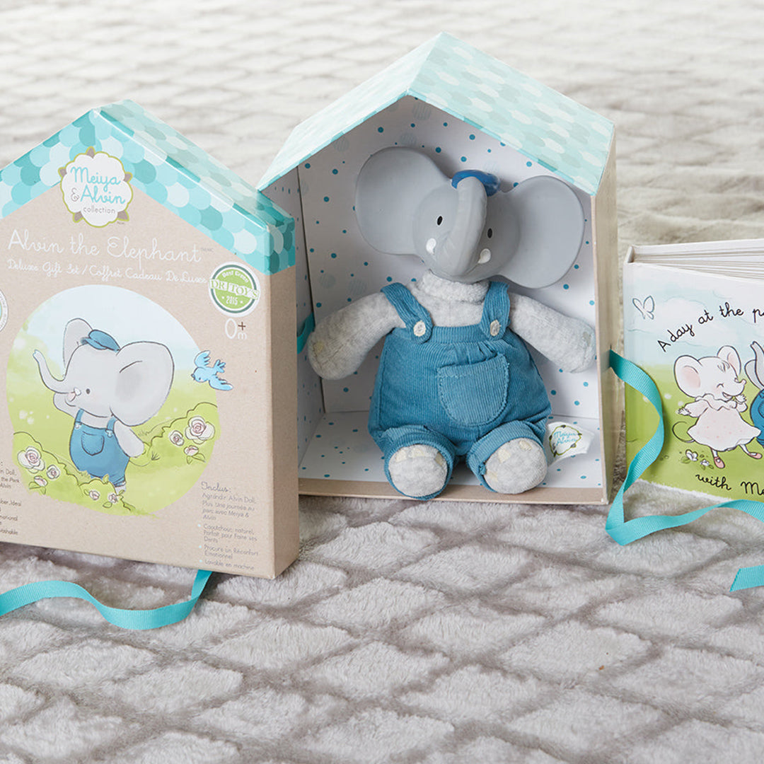 Meiya & Alvin - Rubber Alvin the Elephant With Book Gift Box