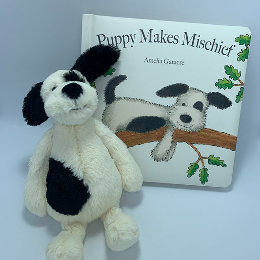Jellycat - Bashful Puppy & Book - the little haven