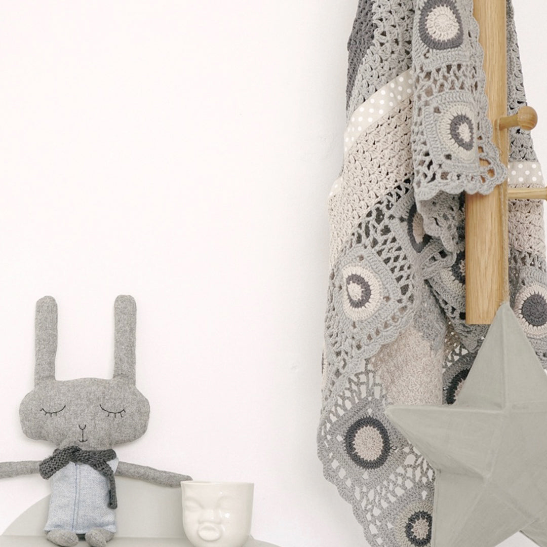 And The Little Dog Laughed - Dusty Grey and Mustard Hand Crochet Blanket-the little haven