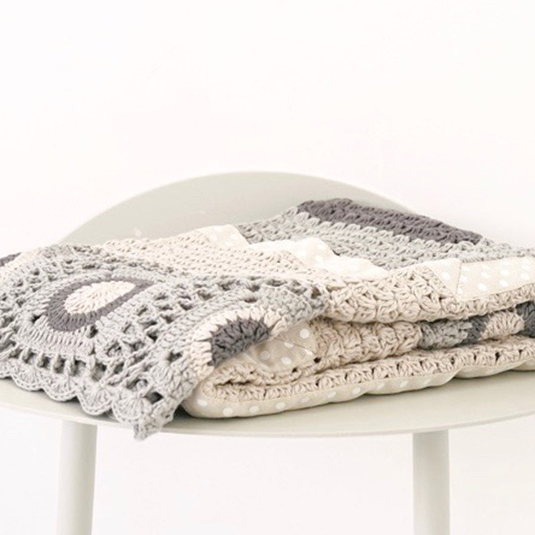 And The Little Dog Laughed - Dusty Grey and Mustard Hand Crochet Blanket-the little haven