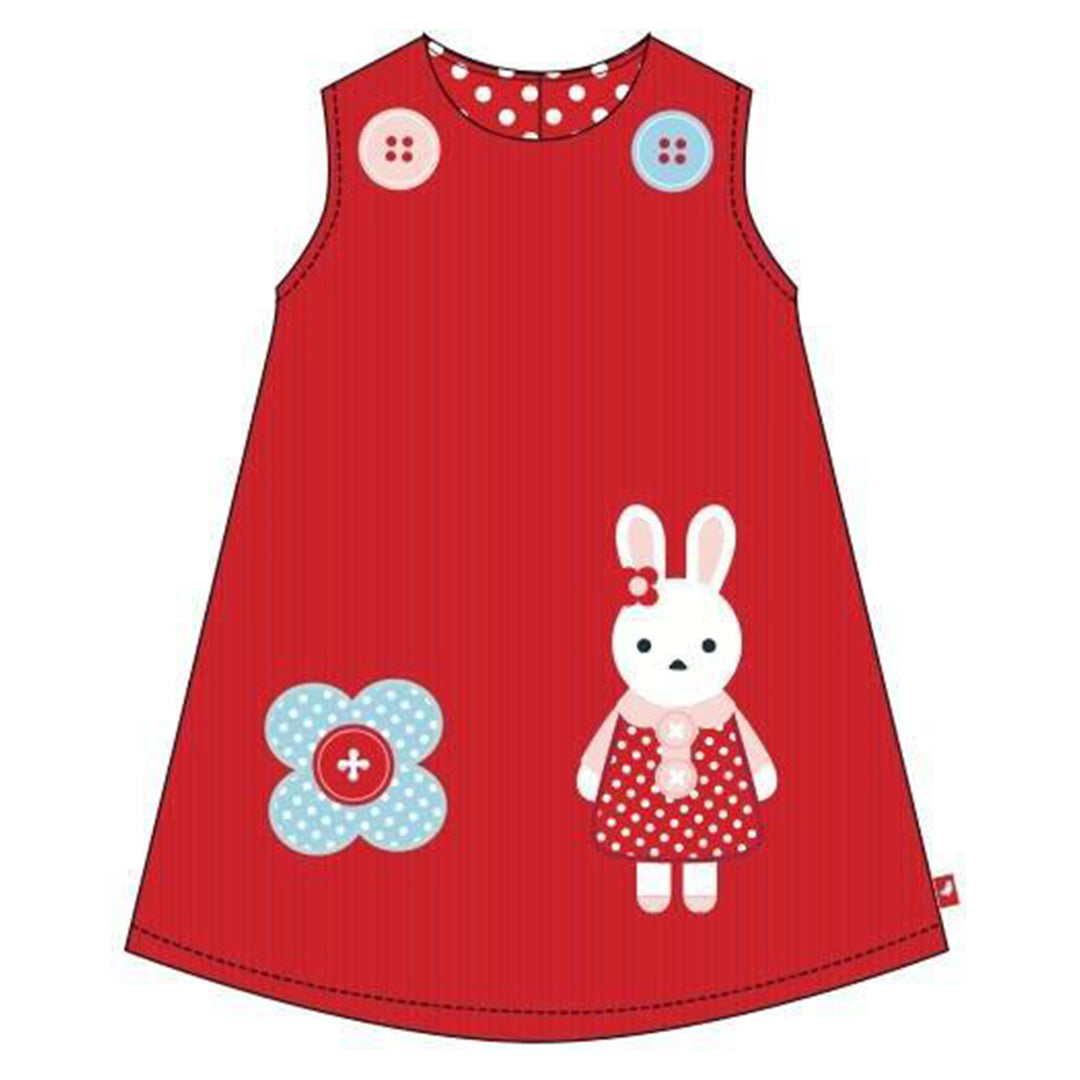 Bluebird & Honey - Bunny Red Corduroy - Red & White Polka Lining Pinafore Dress-the little haven