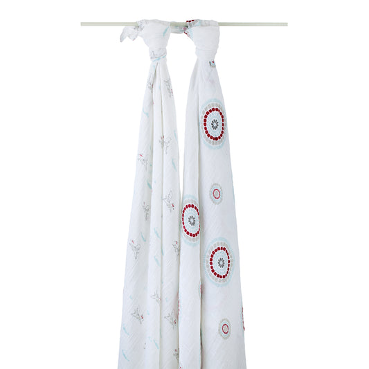 Liam the Brave: fly dog + medallion - Classic Swaddle Pack of 2-the little haven