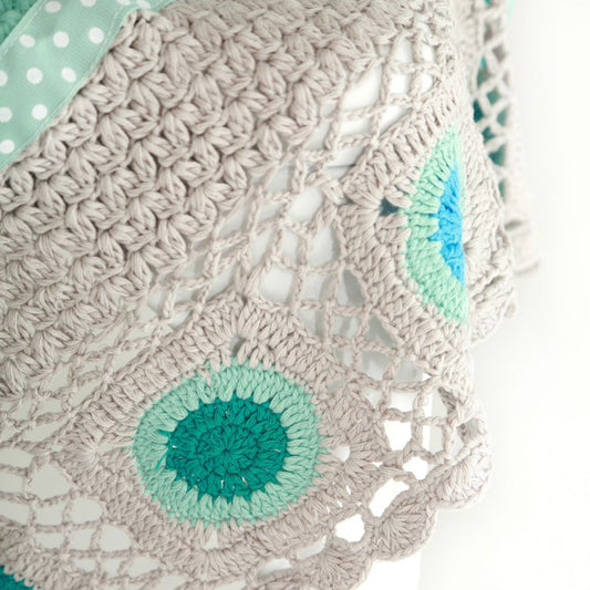 And The Little Dog Laughed - Mint Green & Dusty Grey Crochet Blanket-the little haven