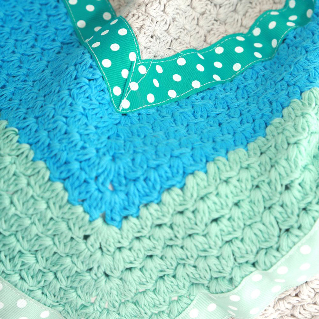 And The Little Dog Laughed - Mint Green & Dusty Grey Crochet Blanket-the little haven