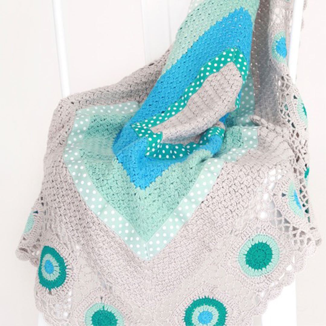 And The Little Dog Laughed - Mint Green & Dusty Grey Crochet Blanket-the little haven