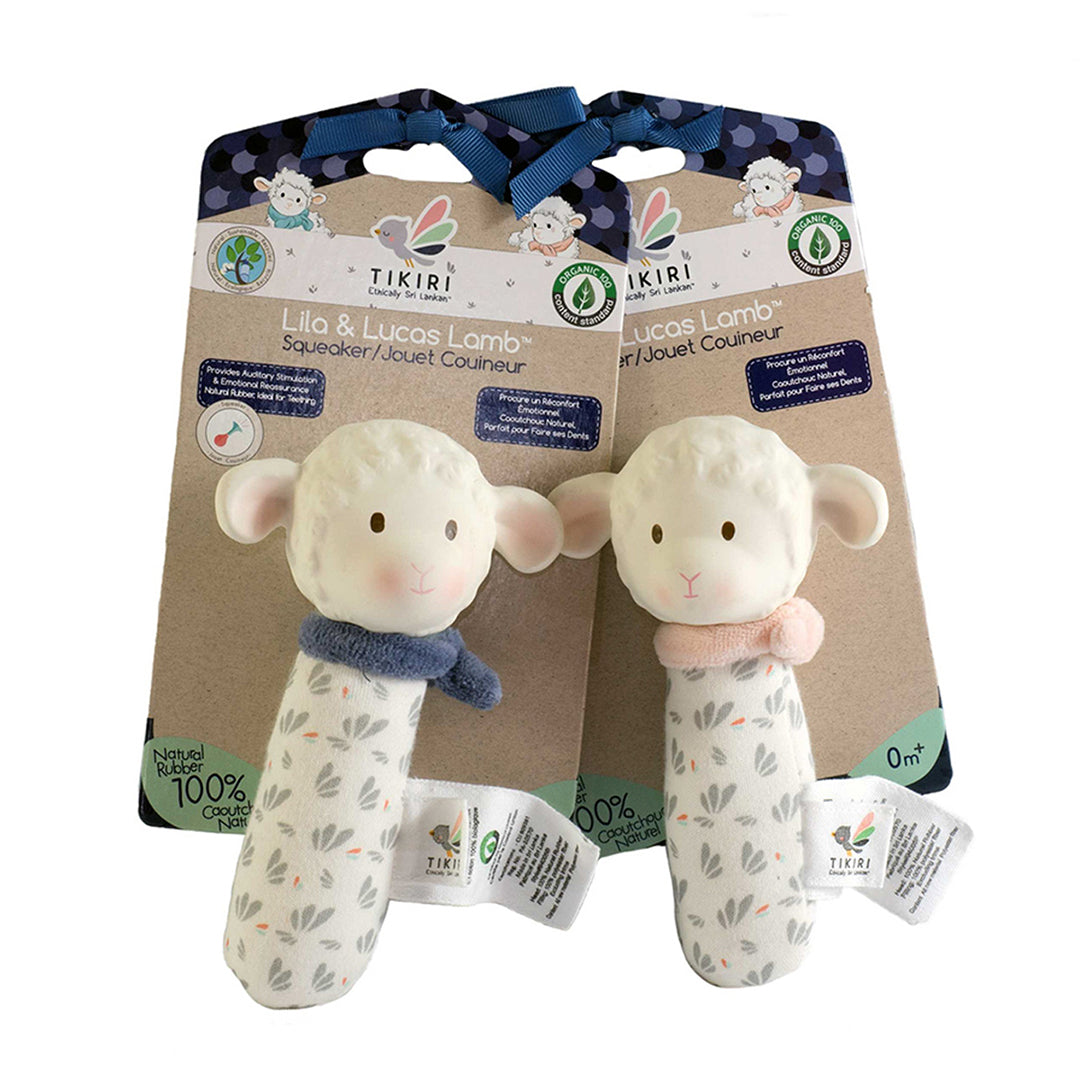 Tikiri - Lila the Lamb Squeaker (Blue) with Rubber Head -the little haven